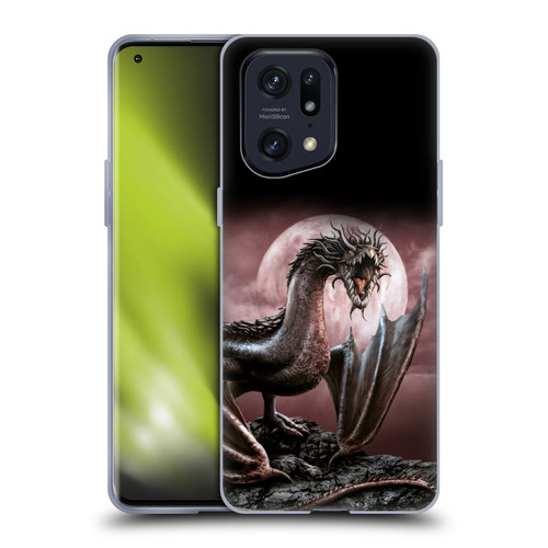 Sarah Richter Fantasy Creatures Black Dragon Roaring Soft Gel Case for OPPO Find X5 Pro