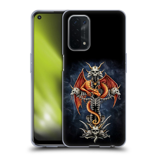 Sarah Richter Fantasy Creatures Red Dragon Guarding Bone Cross Soft Gel Case for OPPO A54 5G
