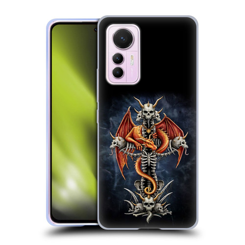 Sarah Richter Fantasy Creatures Red Dragon Guarding Bone Cross Soft Gel Case for Xiaomi 12 Lite