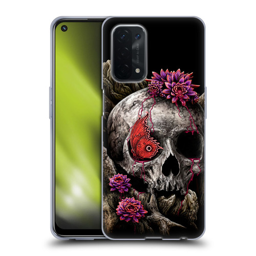 Sarah Richter Skulls Butterfly And Flowers Soft Gel Case for OPPO A54 5G
