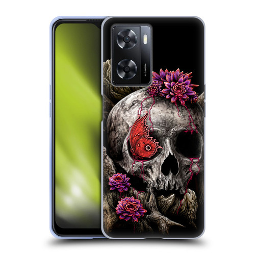 Sarah Richter Skulls Butterfly And Flowers Soft Gel Case for OPPO A57s