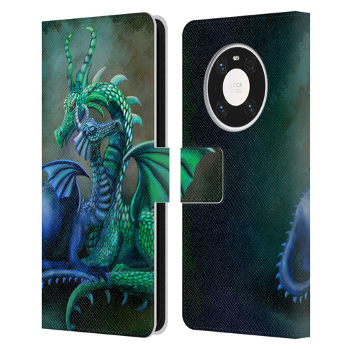 Rose Khan Dragons Green And Blue Leather Book Wallet Case Cover For Huawei Mate 40 Pro 5G
