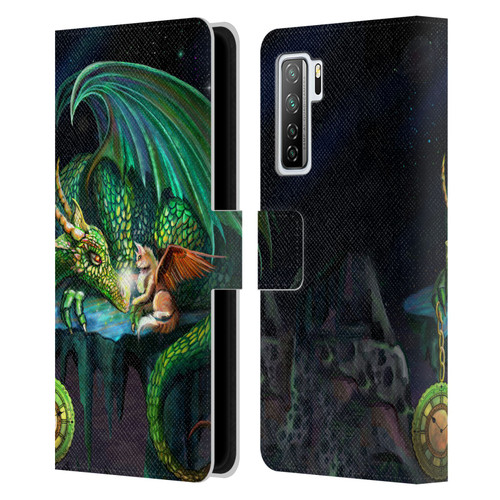 Rose Khan Dragons Green Time Leather Book Wallet Case Cover For Huawei Nova 7 SE/P40 Lite 5G