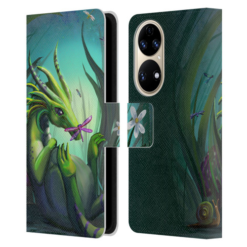 Rose Khan Dragons Baby Green Leather Book Wallet Case Cover For Huawei P50