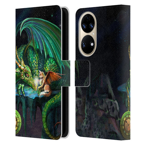 Rose Khan Dragons Green Time Leather Book Wallet Case Cover For Huawei P50