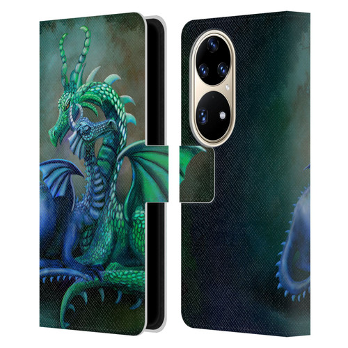 Rose Khan Dragons Green And Blue Leather Book Wallet Case Cover For Huawei P50 Pro