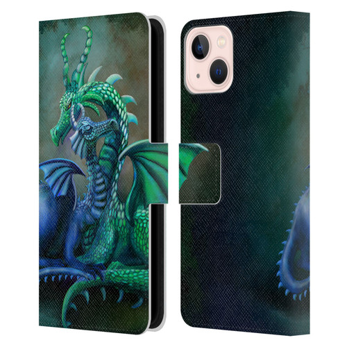 Rose Khan Dragons Green And Blue Leather Book Wallet Case Cover For Apple iPhone 13