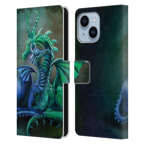 Rose Khan Dragons Green And Blue Leather Book Wallet Case Cover For Apple iPhone 14 Plus