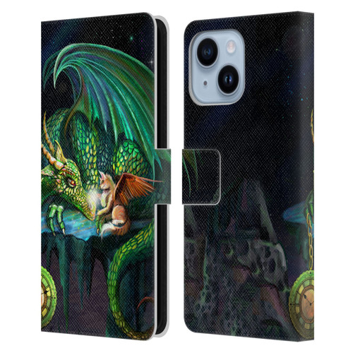 Rose Khan Dragons Green Time Leather Book Wallet Case Cover For Apple iPhone 14 Plus