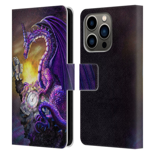 Rose Khan Dragons Purple Time Leather Book Wallet Case Cover For Apple iPhone 14 Pro