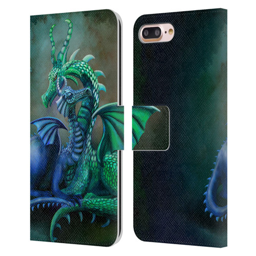 Rose Khan Dragons Green And Blue Leather Book Wallet Case Cover For Apple iPhone 7 Plus / iPhone 8 Plus