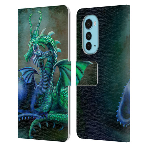 Rose Khan Dragons Green And Blue Leather Book Wallet Case Cover For Motorola Edge (2022)