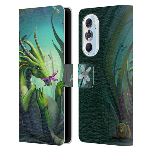 Rose Khan Dragons Baby Green Leather Book Wallet Case Cover For Motorola Edge X30