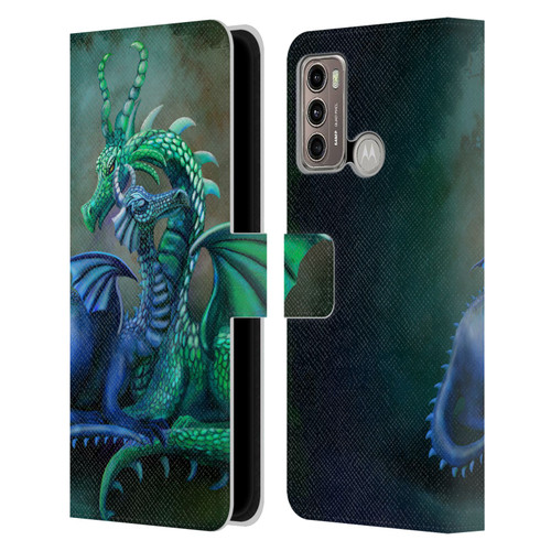 Rose Khan Dragons Green And Blue Leather Book Wallet Case Cover For Motorola Moto G60 / Moto G40 Fusion