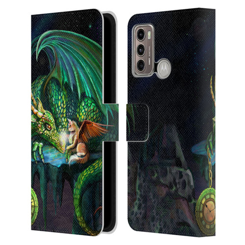 Rose Khan Dragons Green Time Leather Book Wallet Case Cover For Motorola Moto G60 / Moto G40 Fusion