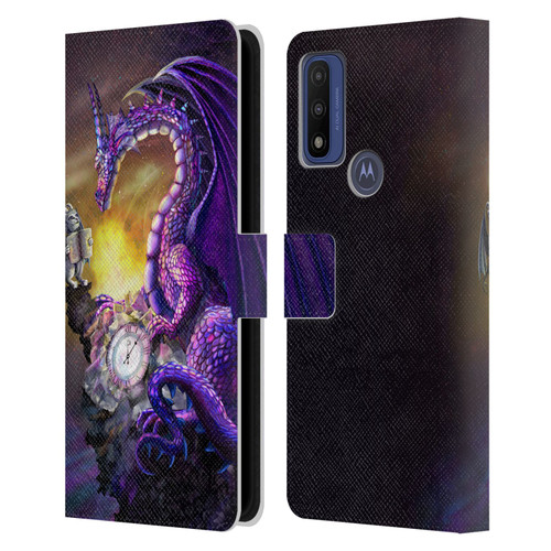 Rose Khan Dragons Purple Time Leather Book Wallet Case Cover For Motorola G Pure