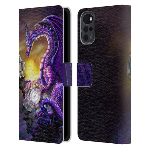 Rose Khan Dragons Purple Time Leather Book Wallet Case Cover For Motorola Moto G22