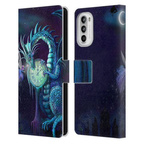 Rose Khan Dragons Blue Time Leather Book Wallet Case Cover For Motorola Moto G52