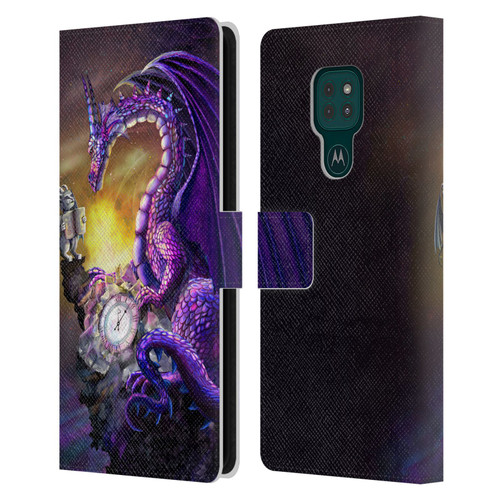 Rose Khan Dragons Purple Time Leather Book Wallet Case Cover For Motorola Moto G9 Play