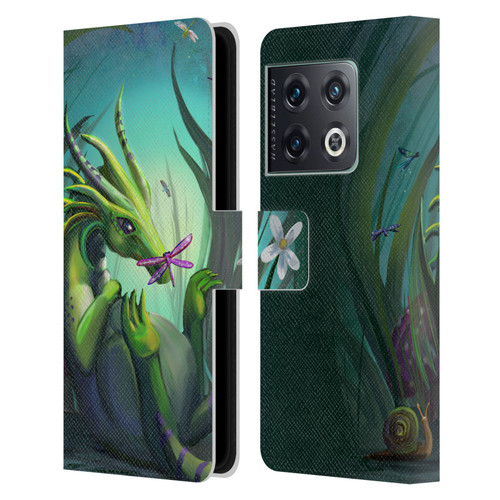 Rose Khan Dragons Baby Green Leather Book Wallet Case Cover For OnePlus 10 Pro
