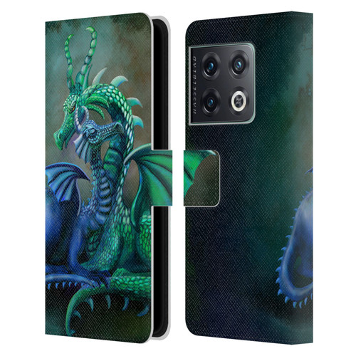 Rose Khan Dragons Green And Blue Leather Book Wallet Case Cover For OnePlus 10 Pro