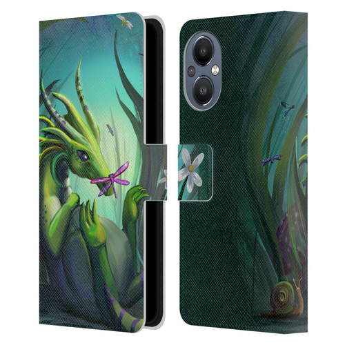 Rose Khan Dragons Baby Green Leather Book Wallet Case Cover For OnePlus Nord N20 5G