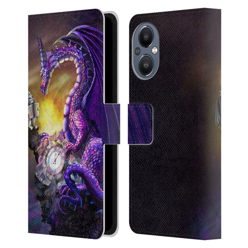 Rose Khan Dragons Purple Time Leather Book Wallet Case Cover For OnePlus Nord N20 5G