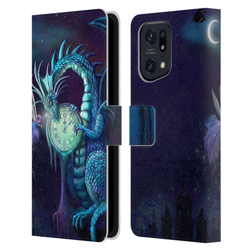 Rose Khan Dragons Blue Time Leather Book Wallet Case Cover For OPPO Find X5 Pro