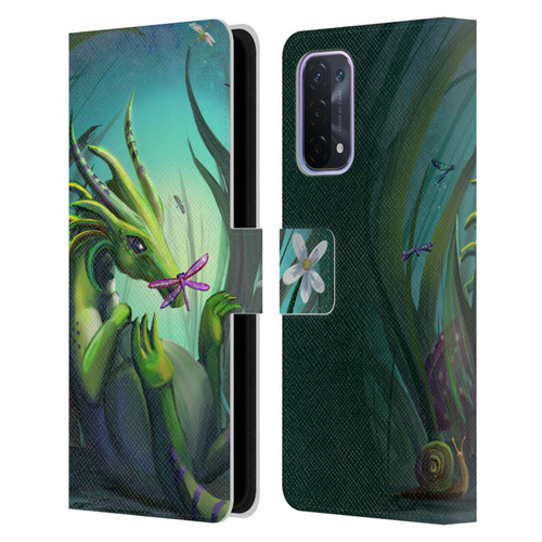 Rose Khan Dragons Baby Green Leather Book Wallet Case Cover For OPPO A54 5G