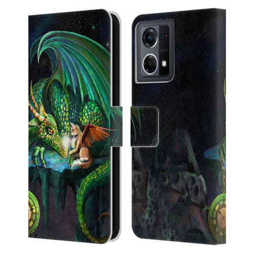 Rose Khan Dragons Green Time Leather Book Wallet Case Cover For OPPO Reno8 4G