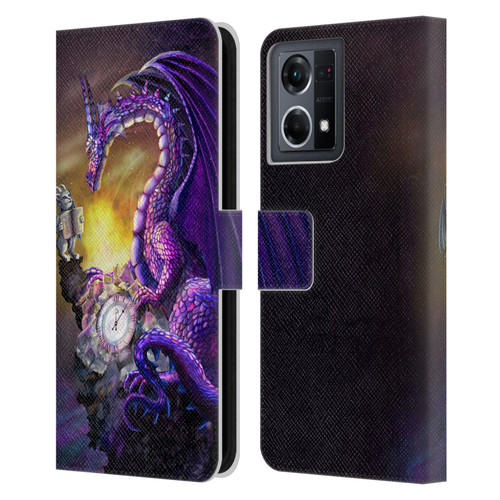 Rose Khan Dragons Purple Time Leather Book Wallet Case Cover For OPPO Reno8 4G
