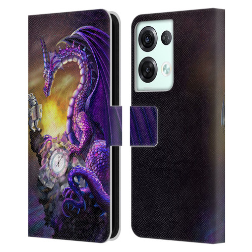 Rose Khan Dragons Purple Time Leather Book Wallet Case Cover For OPPO Reno8 Pro