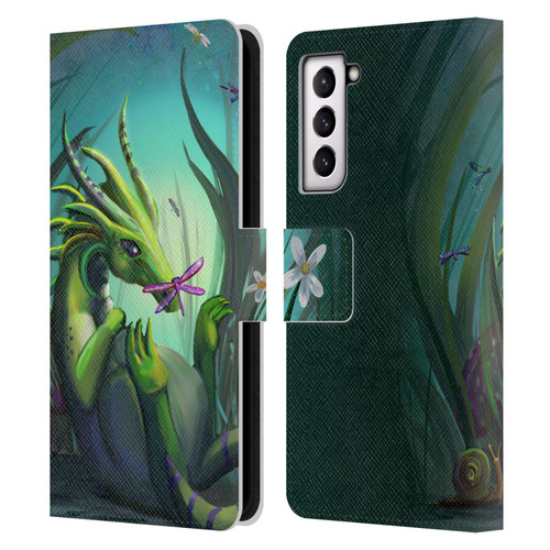 Rose Khan Dragons Baby Green Leather Book Wallet Case Cover For Samsung Galaxy S21 5G