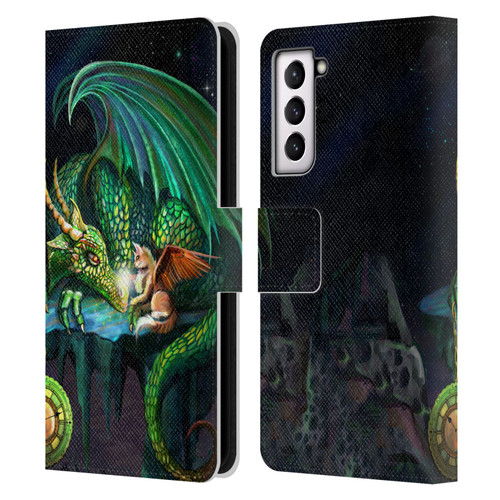 Rose Khan Dragons Green Time Leather Book Wallet Case Cover For Samsung Galaxy S21 5G