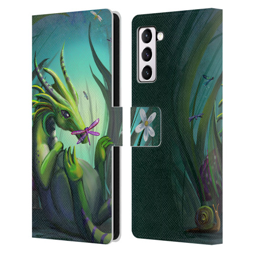 Rose Khan Dragons Baby Green Leather Book Wallet Case Cover For Samsung Galaxy S21+ 5G