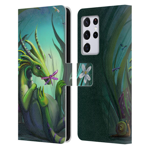 Rose Khan Dragons Baby Green Leather Book Wallet Case Cover For Samsung Galaxy S21 Ultra 5G