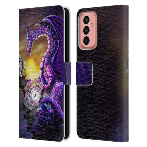 Rose Khan Dragons Purple Time Leather Book Wallet Case Cover For Samsung Galaxy M13 (2022)