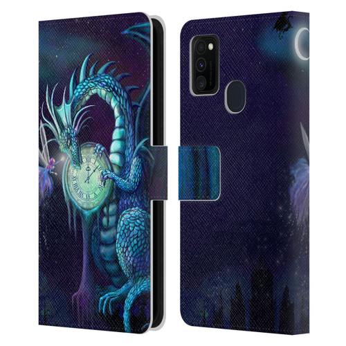 Rose Khan Dragons Blue Time Leather Book Wallet Case Cover For Samsung Galaxy M30s (2019)/M21 (2020)