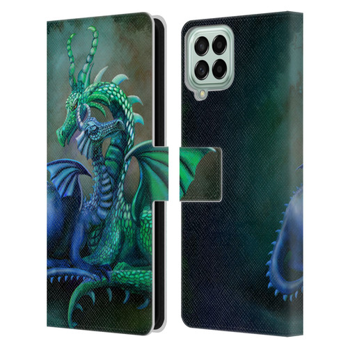 Rose Khan Dragons Green And Blue Leather Book Wallet Case Cover For Samsung Galaxy M53 (2022)