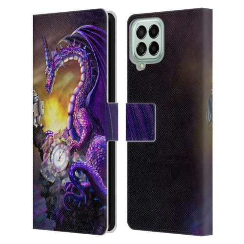 Rose Khan Dragons Purple Time Leather Book Wallet Case Cover For Samsung Galaxy M53 (2022)