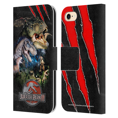 Jurassic Park III Key Art Dinosaurs Leather Book Wallet Case Cover For Apple iPhone 7 / 8 / SE 2020 & 2022