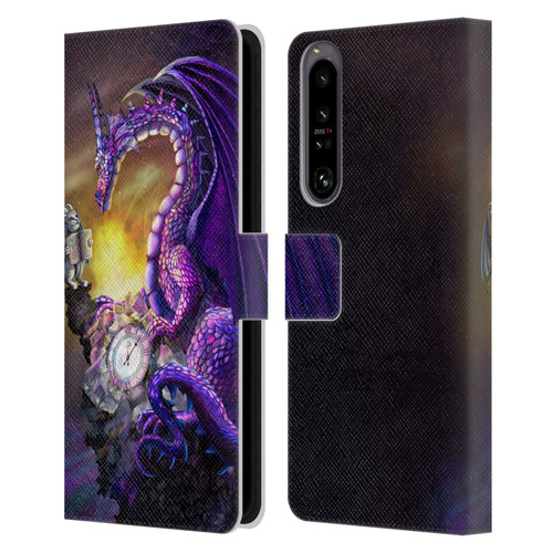 Rose Khan Dragons Purple Time Leather Book Wallet Case Cover For Sony Xperia 1 IV