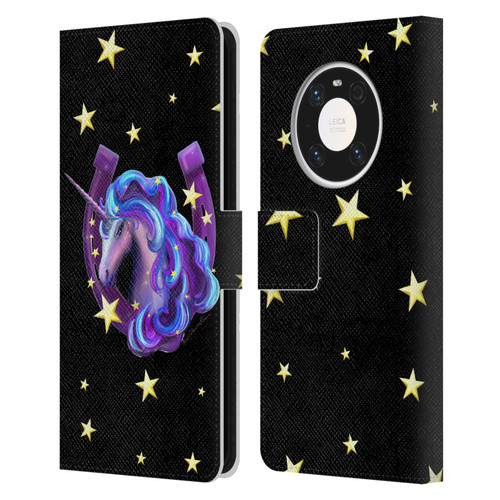 Rose Khan Unicorn Horseshoe Stars Leather Book Wallet Case Cover For Huawei Mate 40 Pro 5G