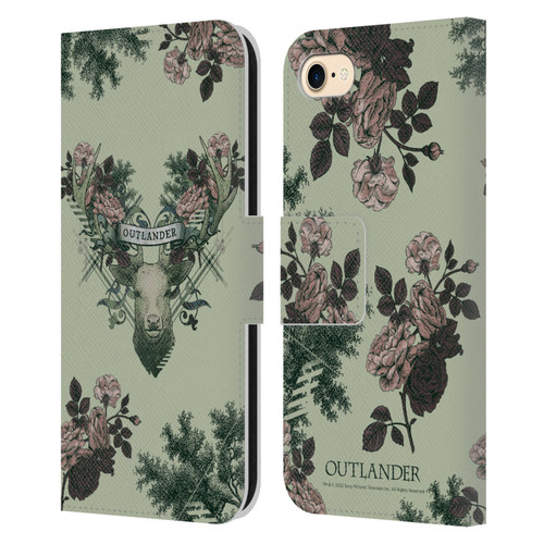 Outlander Composed Graphics Floral Deer Leather Book Wallet Case Cover For Apple iPhone 7 / 8 / SE 2020 & 2022