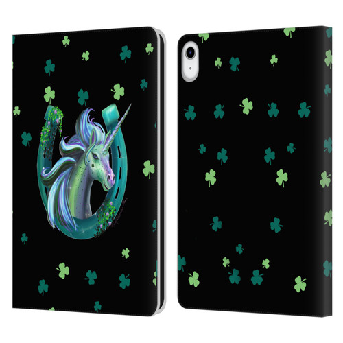 Rose Khan Unicorn Horseshoe Green Shamrock Leather Book Wallet Case Cover For Apple iPad 10.9 (2022)