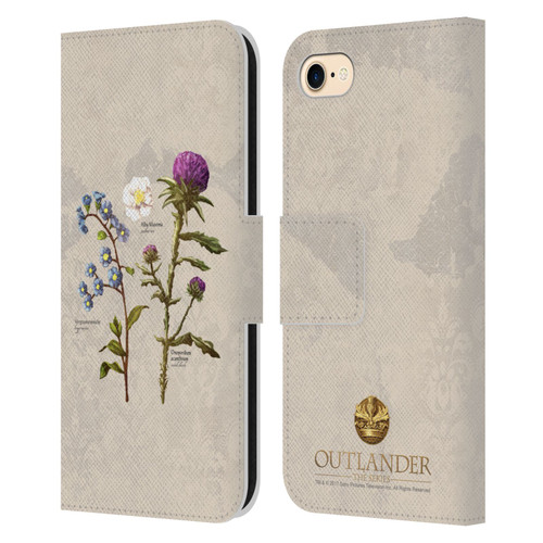 Outlander Graphics Flowers Leather Book Wallet Case Cover For Apple iPhone 7 / 8 / SE 2020 & 2022