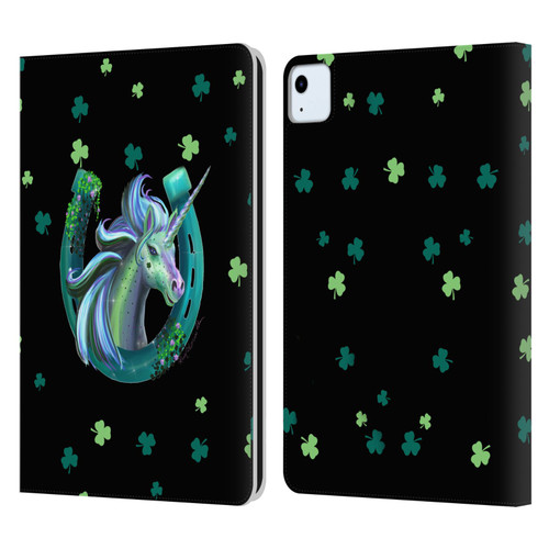 Rose Khan Unicorn Horseshoe Green Shamrock Leather Book Wallet Case Cover For Apple iPad Air 2020 / 2022