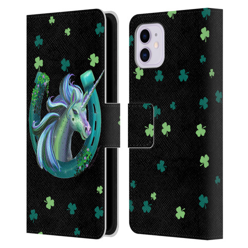Rose Khan Unicorn Horseshoe Green Shamrock Leather Book Wallet Case Cover For Apple iPhone 11