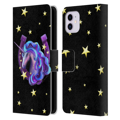 Rose Khan Unicorn Horseshoe Stars Leather Book Wallet Case Cover For Apple iPhone 11