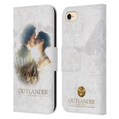 Outlander Portraits Claire & Jamie Kiss Leather Book Wallet Case Cover For Apple iPhone 7 / 8 / SE 2020 & 2022